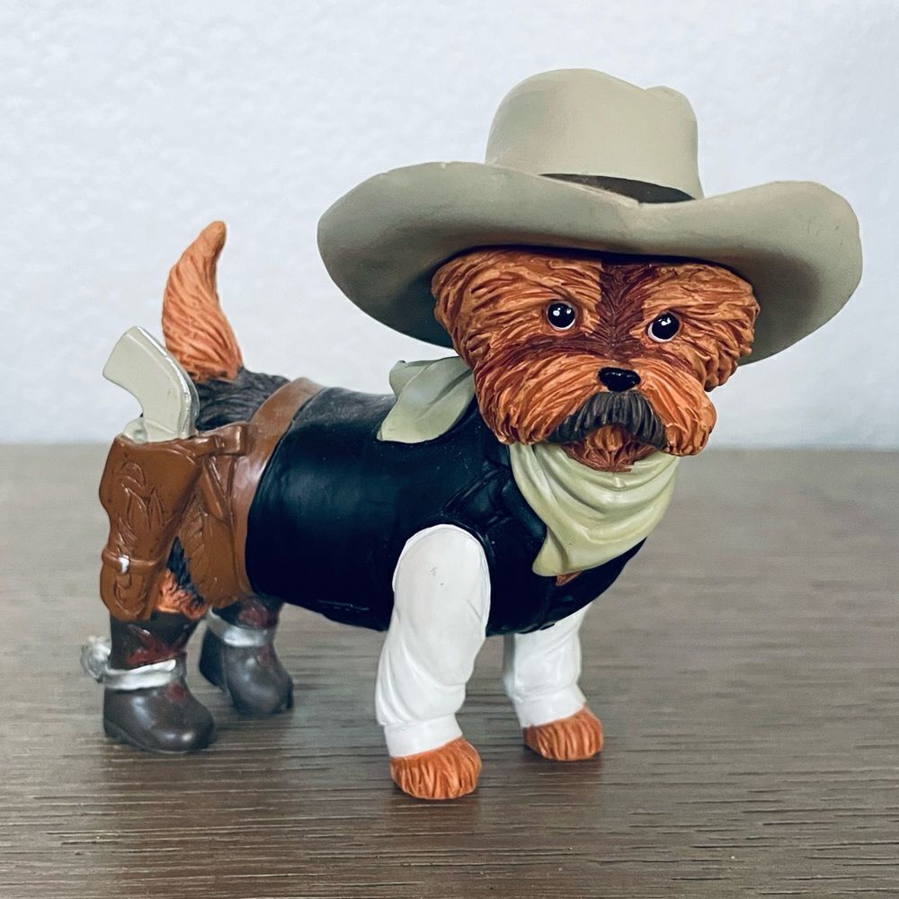 Hamilton Collection Spurs N Furs Yorkie Dog Wild West Cowboy Figurine